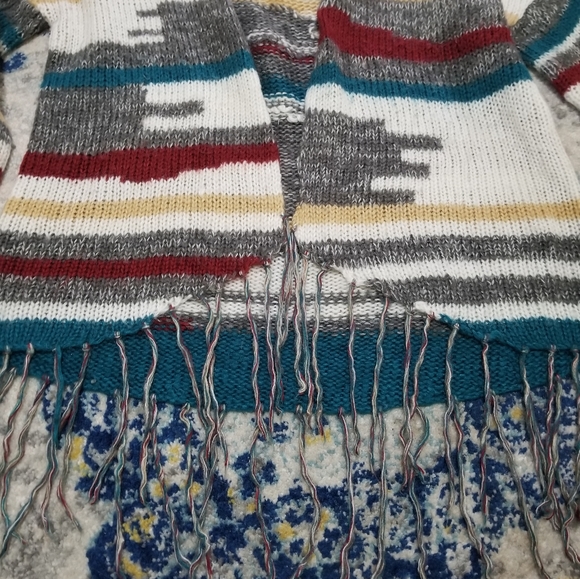 Jack Southwest Cardigan Sweater Fringe Hem M - Picture 9 of 9